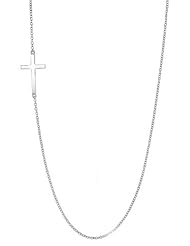 Roseark Sideways Cross Necklace in Sterling Silver on an 18" Sterling Silver Chain