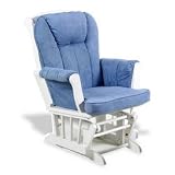 Stork Craft Sleigh Glider in White With Blue Cushion