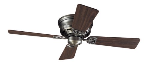 Hunter 23871 Low Profile lll 42-Inch Four-Dark Walnut/Chestnut-Blades-Ceiling Fan, Antique Pewter