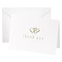 Wedding Supplies Linked Heart Gold Thank You Cards (pack Of 1)
