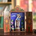 Painted wood retablo, 'Our Lady of Mount Carmel'