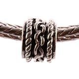 Antique Silver Plated Column Spacer Bead Fits Pandora Raised Chain Knit (1)