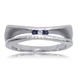Genuine Sapphire & Diamond Wedding Ring Band in Silver 925