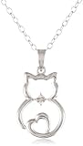 DiAura Sterling Silver Diamond-Accent Cat Pendant Necklace, 18"