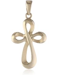 14k Gold Cross 7.8mm Wide Pendant Charm