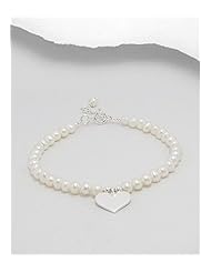 White (Natural) Heart Fresh Water Pearls Bracelet In 92.5 Sterling Silver