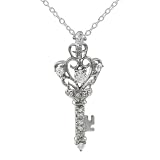 Sterling Silver Crown Jewel Key Pendant