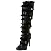 DollhoUSe Women's Caitly Faux Fur Knee-High Boot,Black,6 M US