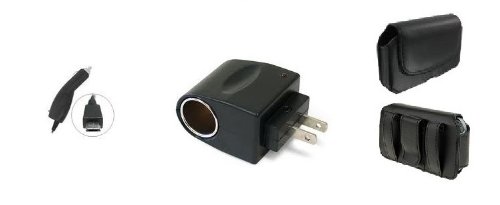 3in1 Car Auto Charger+Leather Case Holster+AC DC Adapter Converter Bundle For Casio Hitachi Gzone Commando, Motorola Droid RAZR,Sprint Motorola ES400S,Sprint Samsung Epic 4G Galaxy,Sprint Samsung Epic 4G Touch Galaxy S II, Samsung SCH i510, SAMSUNG SIDEKICK 4G - Auction4tech Brand