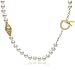 White Freshwater Cultured Pearl and Gold Overlay Sterling Silver Beads w/ Clasp Necklace, 18