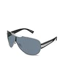 Giorgio Armani Signature Metal Strip Aviator Shield Sunglasses silver/blue avio