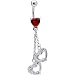 Red Gem Locking Handcuff Heart Belly Ring