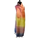 Sirisha Large Thai Silk Scarf - Brown, Purple and Yellow