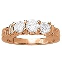 14K Rose Gold Three-Stone Diamond Ring