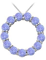 Tanzanite Circle of Life Pendant in White Gold 14K Total Gem Weight of 2 Carat