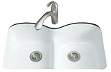 KOHLER K-6626-6U-0 Langlade Smart Divide Undercounter Kitchen Sink, White