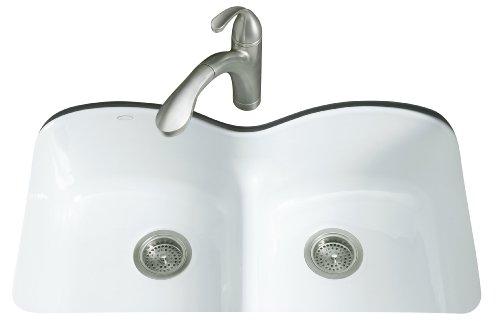 KOHLER K-6626-6U-0 Langlade Smart Divide Undercounter Kitchen Sink, White