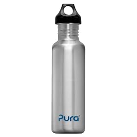 Pura 0.8L Stainless Steel Water Bottle with Stainless Loop Cap