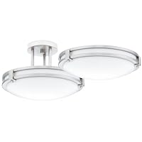 Lithonia Lighting 11750 BN M4 Saturn One-Light Fluorescent Semi Flush-Mount Ceiling Fixture, Brushed Nickel with White Acrylic Globe