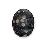 Flower Jade Black Green Pink Large Oval Pendant 35 X 45mm