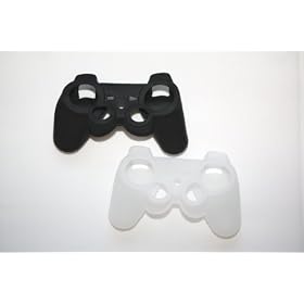 2 x Silicone Skin Case for Sony PlayStation 3 PS3 Wireless Dual Shock Controller, 1 CLEAR + 1 BLACK