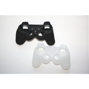 2 x Silicone Skin Case for Sony PlayStation 3 PS3 Wireless Dual Shock Controller, 1 CLEAR + 1 BLACK