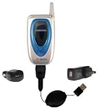 Retractable USB Hot Sync Compact Kit with Car & Wall Charger for the Samsung SPH-A660 - Gomadic Brand w/ TipExchange Technology