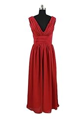 V-neck Pleated Lace-Up Floor Length Chiffon Evening Dress/Homecoming Dress/Prom Dress/Wedding Party Dress 