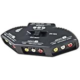 3-in-1 Composite Audio/Video Selector Switch Box (Black) - Connect up to 3 Devices to Your TV!