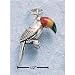 Animals Ch-602 : Toucan With Three Color Stone Bill Charm (mal-Coral-Spiny Oyster)