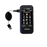 Retractable USB Cable for the Samsung Glyde with Power Hot Sync and Charge capabilities - Gomadic Brand w/ TipExchange Technology