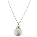 Sterling Silver Inlaid Cubic Zirconia Platinum Grey Coin Pearl Pendant Chain Necklace, 16.5+1 Extender