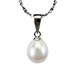 Pearl Essence 7-8mm AAAA Drop Pendant w. CAREFREE Sterling Silver Necklace, White (18")