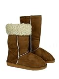 Brand New Womens Fur Lined Faux Suede Snow Boots - Chestnut - Ladies Size 3 4 5 6 7 8