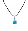 Necklace - N159 - Murano Style Glass - Rectangle Shape ~ Aqua and Silver on Silky Satin Cord
