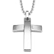 Unisex Stainless Steel Cross Pendant with 24 Inch Steel Ball Chain