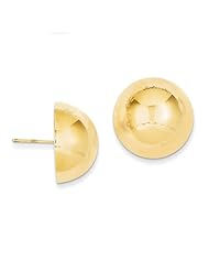14k Yellow Gold Polished 20mm Half Ball Post Stud Earrings. Metal Wt- 6.48g