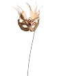 18" Gold Mardi Gras Glittery Jeweled Masquerade Feather Mask Christmas Ornament