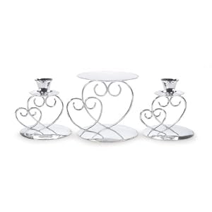 Darice VL25, Heart Unity Holder, 3-Piece, 2-Taper 1-Piller, Silver