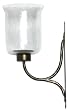 Wrought Iron Large Wall Sconce Candleholder With Crackled Glass Shade 18"H 7"D