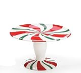 Peppermint Swirl Holiday/Christmas Pedestal Cake Plate/Stand For Holiday Table Decor