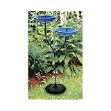 Glass Bird Bath Bowl Iron Cobalt Blue