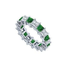 Diamond and Emerald Eternity Band : Platinum  5.00 CT TGW
