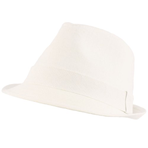 Linen Viscose Summer Cool Fedora Trilby Hat White L/XL
