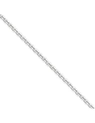 14k White Gold 16in 2.2mm D/C Round Open Link Cable Necklace Chain
