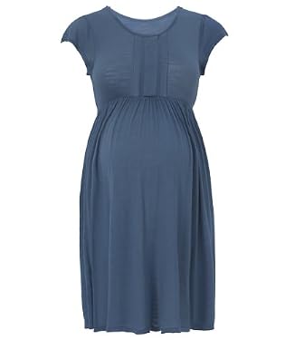 Maternity Ruffle Front Jersey Tunic - Dusky Blue