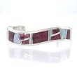 Southwest Sugilite and Opal Inlaid Cuff Bracelet in Sterling Silver by Native American Indian Artist James Lee, #7765