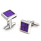 Rhodium Brass Cufflink with Amethyst