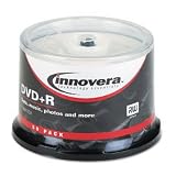 DVD+R Recordable Discs on Spindle, 4.7 GB, Silver, 50/Pack