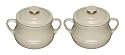 Le Creuset Stoneware Set of Two Bean Pots, Small, Almond